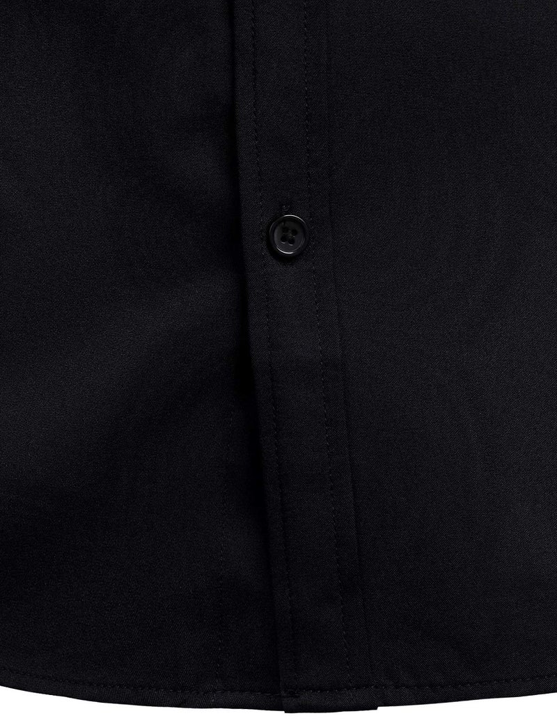 ZEROYAA Mens Hipster Solid Slim Fit Long Sleeve Mandarin Collar Dress Shirts ZLCL08 Solid Black X-Large - Image 5